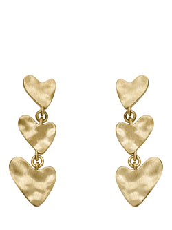 Skagen Anja Hearts Drop Earrings, Gold - view 2, Gold