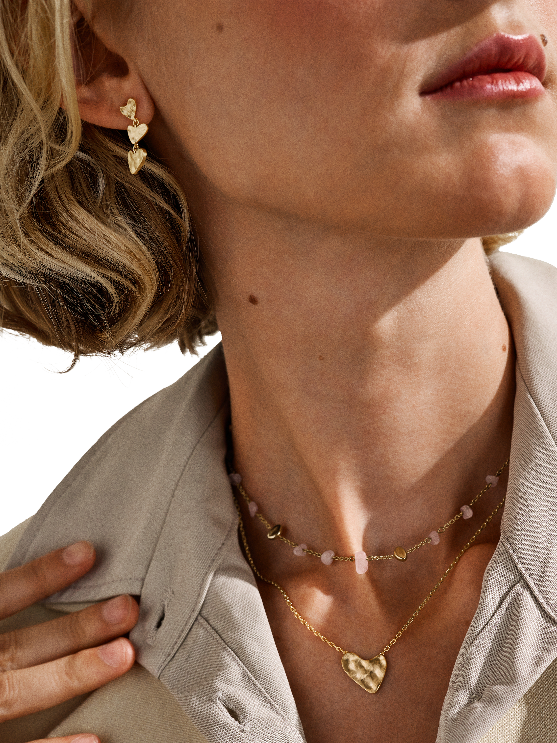 Product image 4 of 5, which shows Skagen Anja Hearts Drop Earrings, Gold