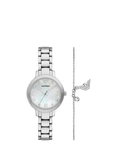 Emporio Armani AR80071 Women's Chain Bracelet and Bracelet Strap Watch Gift Set, Silver