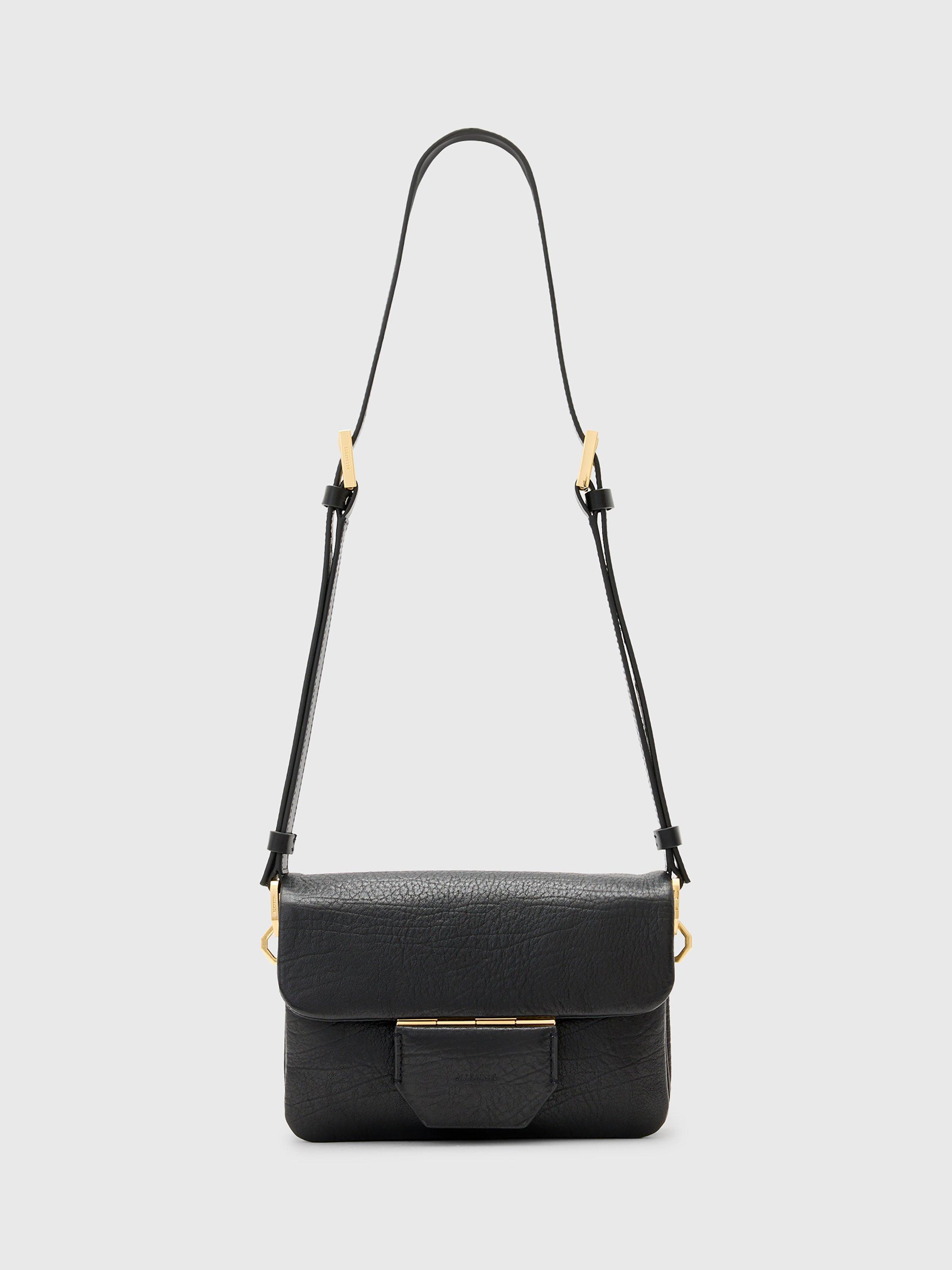 AllSaints Jupiter Grained Leather Crossbody Bag, Black