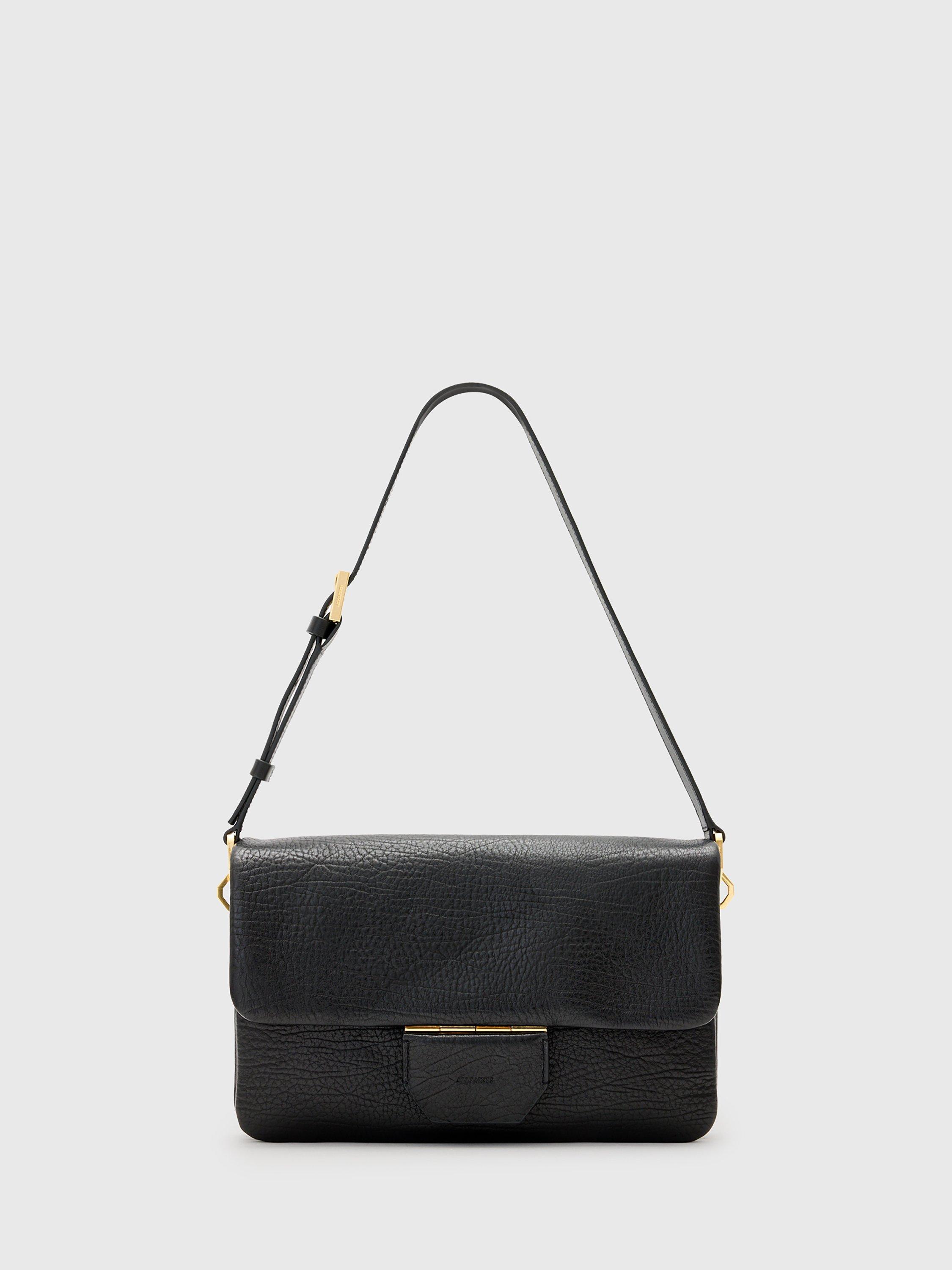 AllSaints Ondine Grained Leather Shoulder Bag, Black