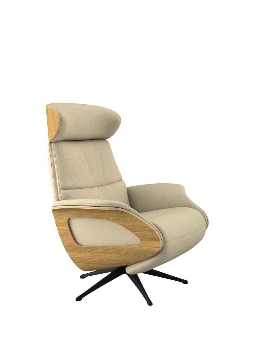 Clement Range, Flexlux Clement Relax Recliner Chair with Integrated Footrest, Black Leg, Oak Frame, Copparo Sandy Biege