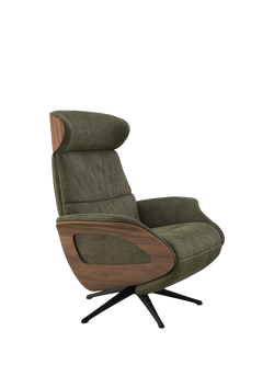 Flexlux Clement Relax Recliner Chair with Integrated Footrest, Black Leg, Wildflower Forest Green
