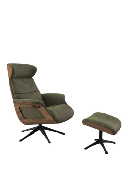 Flexlux Clement Relax Recliner Chair and Footstool, Black Leg, Wildflower Forest Green