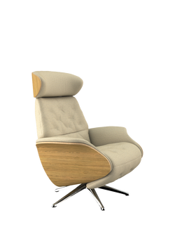 Flexlux Volden Relax Recliner Chair with Integrated Footrest, Polished Aluminium Leg, Copparo Sandy Biege