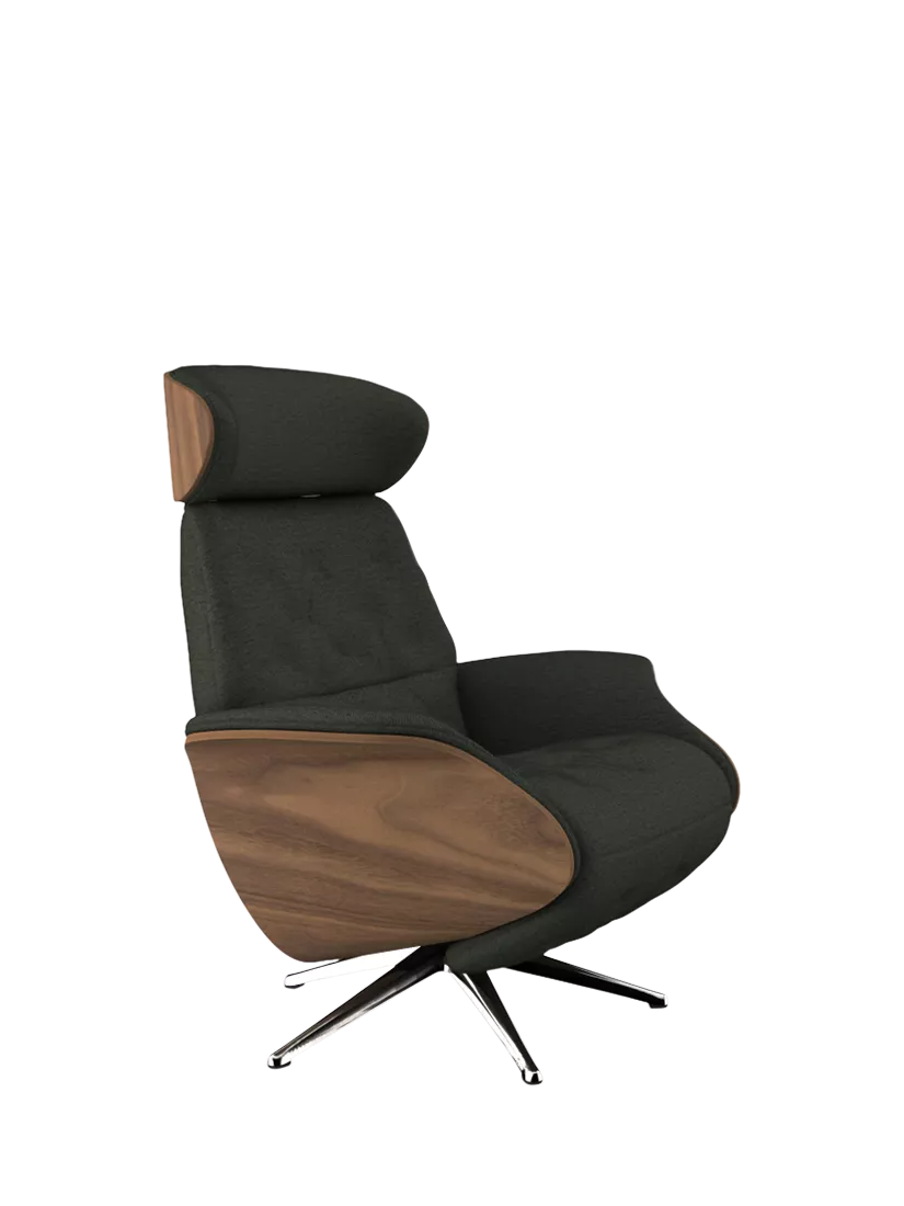 Flexlux Volden Relax Recliner Chair with Integrated Footrest, Polished Aluminium Leg