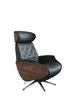 Flexlux Volden Relax Recliner Chair with Integrated Footrest, Polished Aluminium Leg, Savoy Platin Black