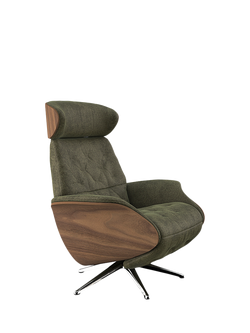 Flexlux Volden Relax Recliner Chair with Integrated Footrest, Polished Aluminium Leg, Wildflower Forest Green