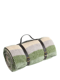 Tweedmill Water Resistant Backed Striped Wool Picnic Rug, 160 x 145cm, Multi, Multi