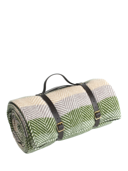 Tweedmill Water Resistant Backed Striped Wool Picnic Rug, 160 x 145cm, Multi, Multi