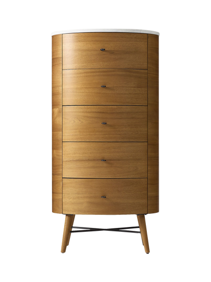 West Elm Penelope Marble Top 5 Drawer Dresser, Acorn, Acorn