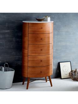 West Elm Penelope Marble Top 5 Drawer Dresser, Acorn - view 2, Acorn