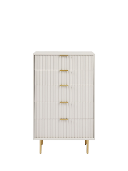 West Elm Quinn 5 Drawer Chest, Haze/Antique Brass, Antique Brass