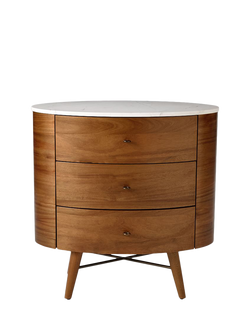 West Elm Penelope Marble Top 3 Drawer Nightstand, Acorn, Acorn