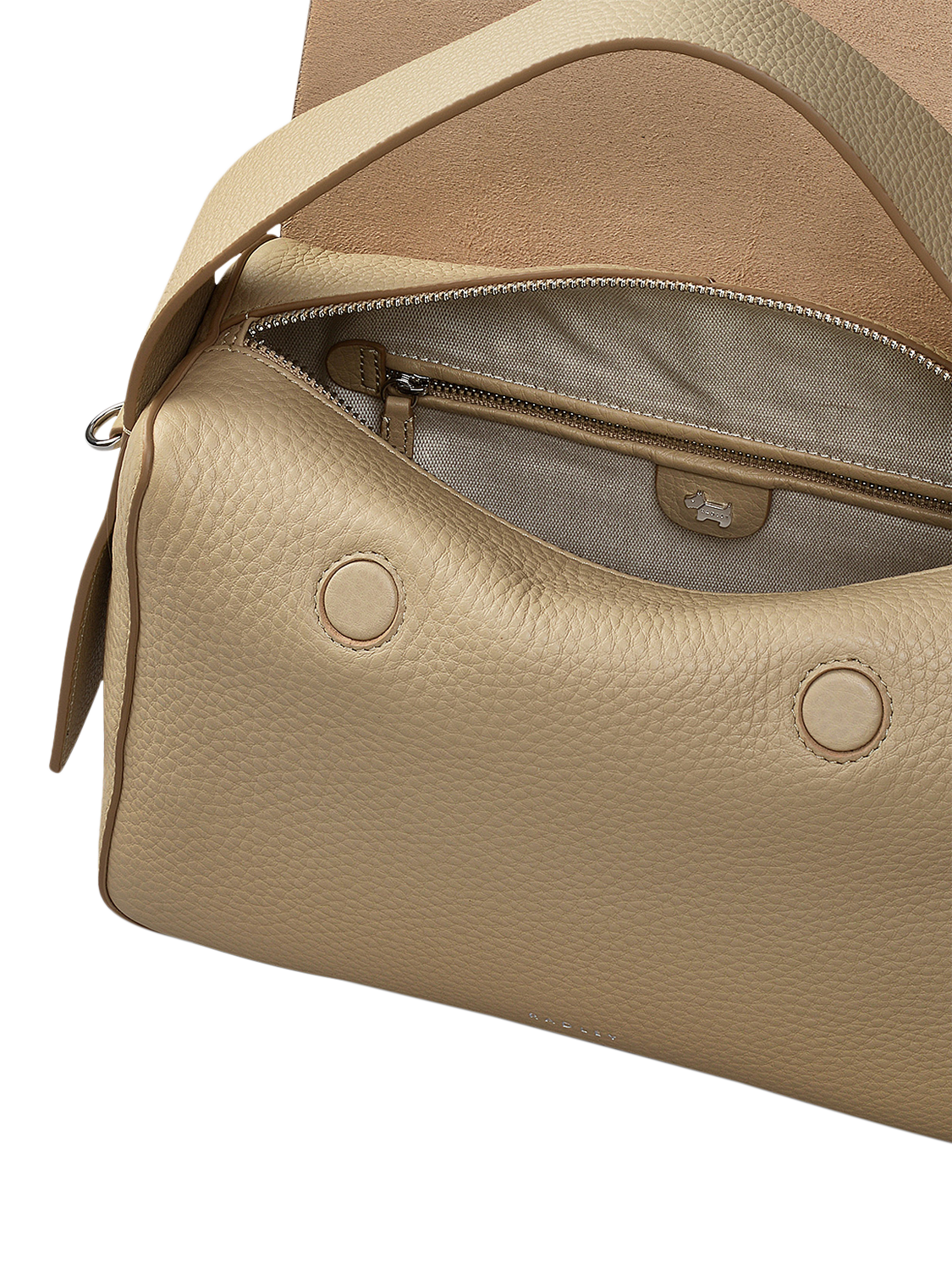 Product image 3 of 9, which shows Radley De Beauvoir Leather Medium Zip Top Grab Bag, Stone