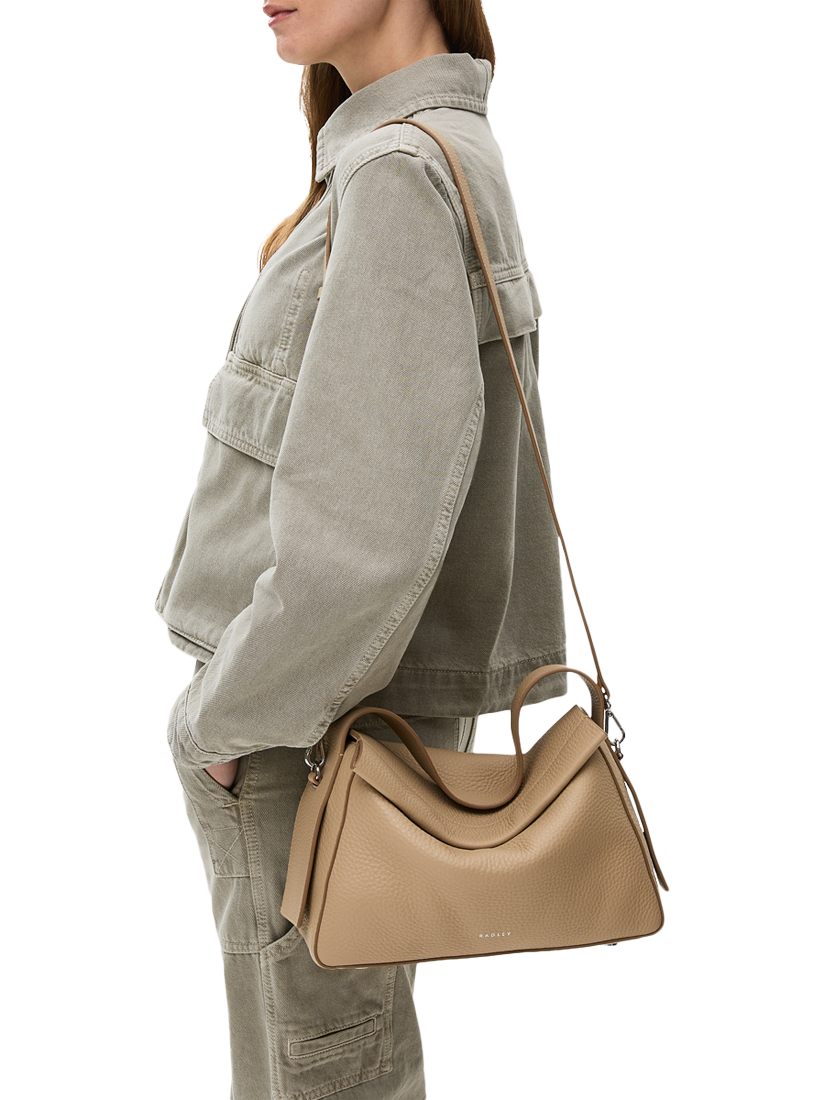 Product image 5 of 9, which shows Radley De Beauvoir Leather Medium Zip Top Grab Bag, Stone