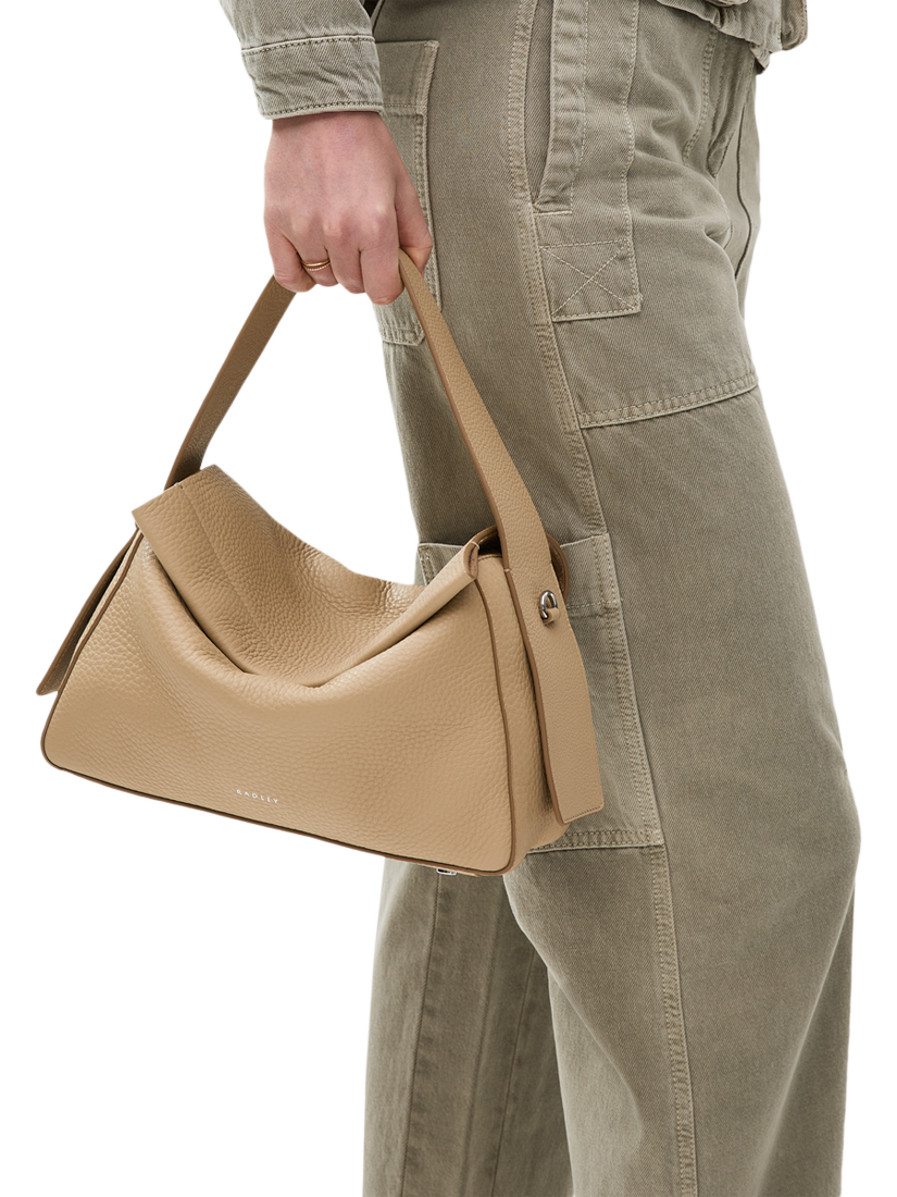 Product image 6 of 9, which shows Radley De Beauvoir Leather Medium Zip Top Grab Bag, Stone