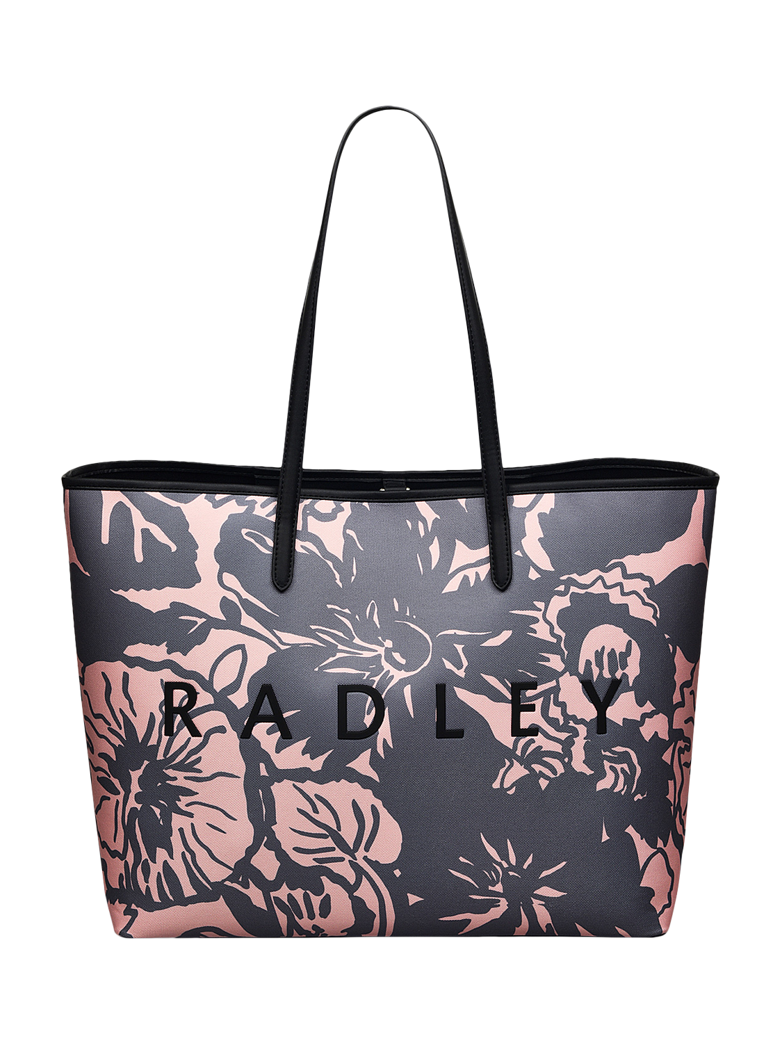 Product image 1 of 4, which shows Radley Southwell Gardens Floral Large Open Tote Bag, Black/Blush