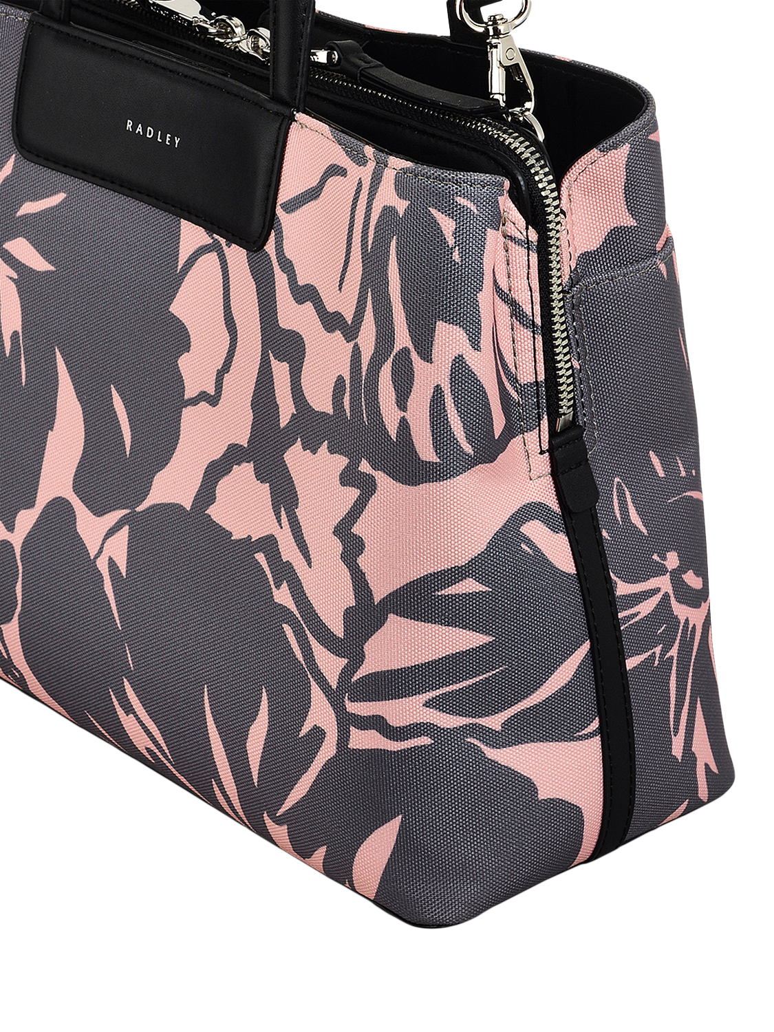 Product image 4 of 5, which shows Radley Southwell Gardens Floral Medium Zip-Top Grab Bag, Black/Blush