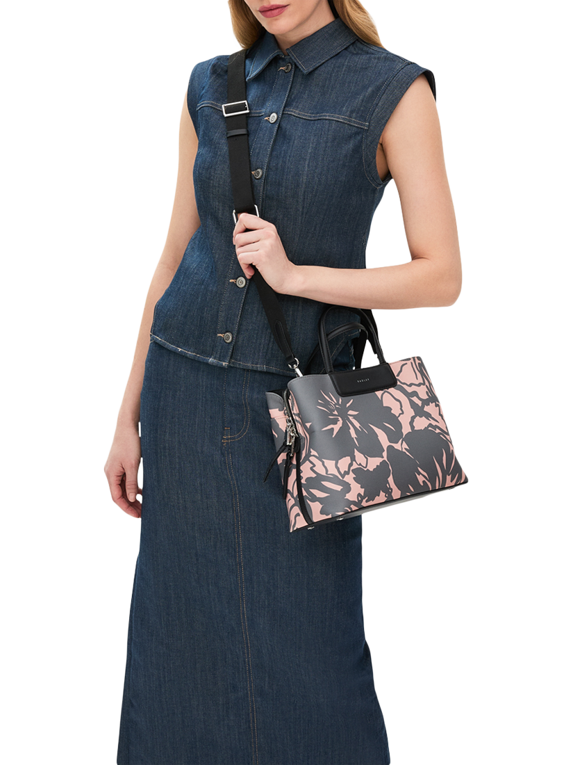 Product image 5 of 5, which shows Radley Southwell Gardens Floral Medium Zip-Top Grab Bag, Black/Blush
