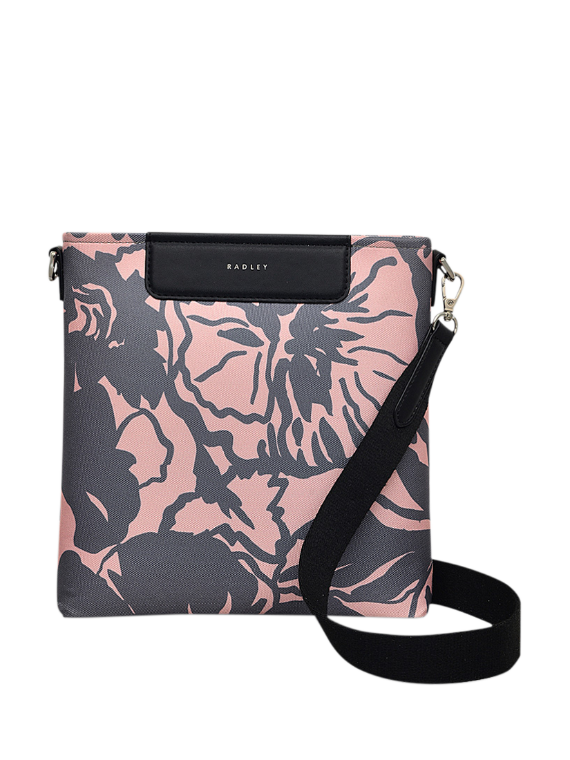 Product image 1 of 5, which shows Radley Southwell Gardens Floral Small Zip-Top Crossbody Bag, Black/Blush
