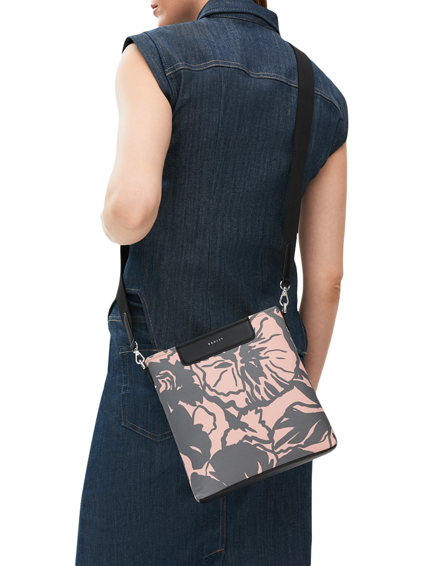 Product image 5 of 5, which shows Radley Southwell Gardens Floral Small Zip-Top Crossbody Bag, Black/Blush