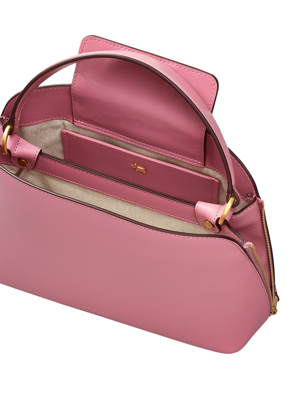 Product image 3 of 6, which shows Radley Liverpool Street Leather Small Open Top Grab Bag, Sienna Pink
