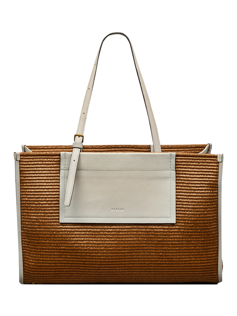 Product image 1 of 5, which shows Radley The Burlington Raffia Large Tote Bag, Saddle