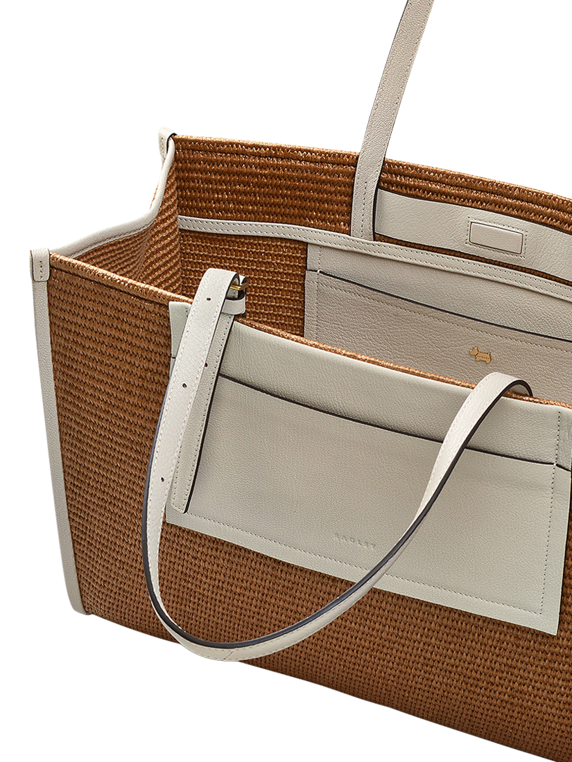 Product image 3 of 5, which shows Radley The Burlington Raffia Large Tote Bag, Saddle