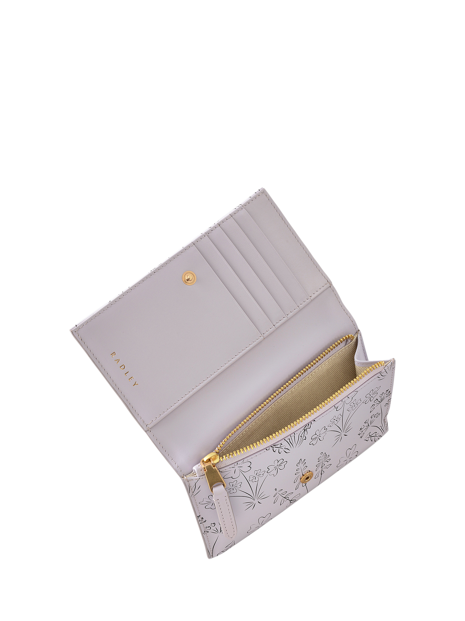 Product image 3 of 3, which shows Radley Wild Flowers Leather Medium Flapover Purse, Thistle