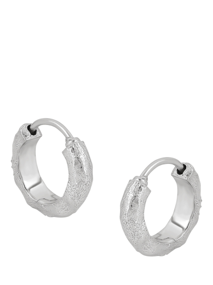 Tutti Moor Textured Huggie Hoop Earrings, Silver, Silver