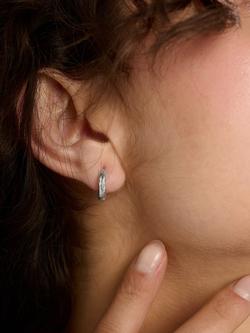 Tutti Moor Textured Huggie Hoop Earrings, Silver - view 2, Silver