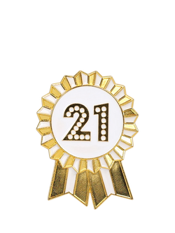 Talking Tables Metal Pin Badge, 21st Birthday, Gold