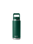 YETI Rambler Insulated Stainless Steel Drinks Bottle with Straw Cap, 769ml, Black Forest Green