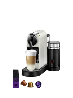 CitiZ Coffee Pod Machine with Aeroccino Milk Frother by De'Longhi, White