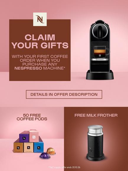 Nespresso CitiZ Coffee Pod Machine with Aeroccino Milk Frother EN267 by De'Longhi - view 2, White
