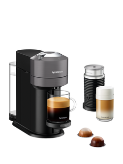 Vertuo Next Coffee Pod Machine with Aeroccino Milk Frother by De'Longhi, Grey