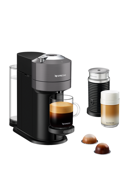 Vertuo Next Coffee Pod Machine with Aeroccino Milk Frother by De'Longhi, Grey