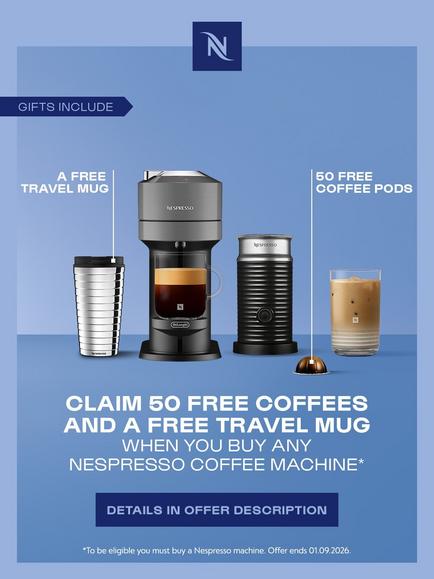 Vertuo Next Coffee Pod Machine with Aeroccino Milk Frother by De'Longhi - view 2, Grey