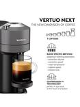 Vertuo Next Coffee Pod Machine with Aeroccino Milk Frother by De'Longhi, Grey