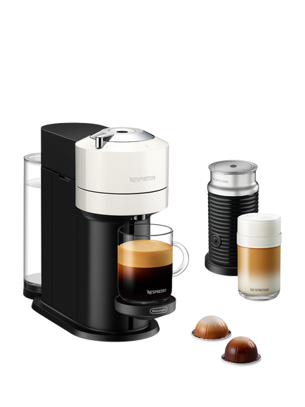 Vertuo Next Coffee Pod Machine with Aeroccino Milk Frother by De'Longhi, White