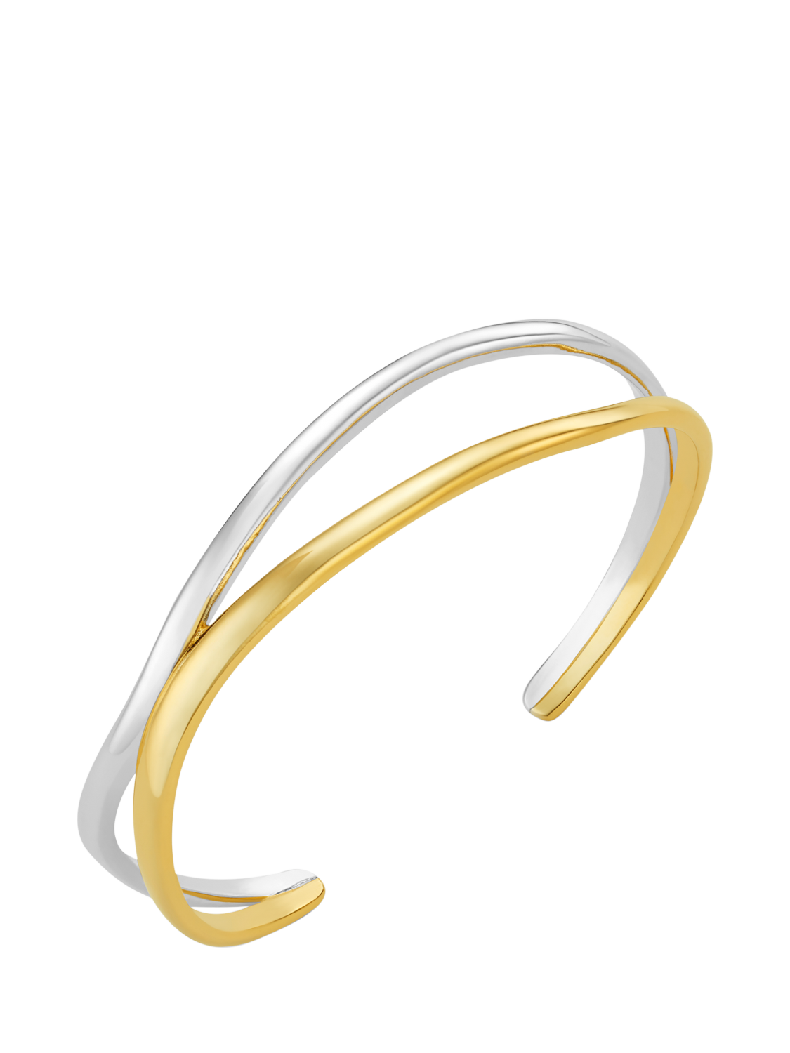 Product image 1 of 3, which shows Orelia Mixed Plate Open Organic Cuff, Gold/Silver