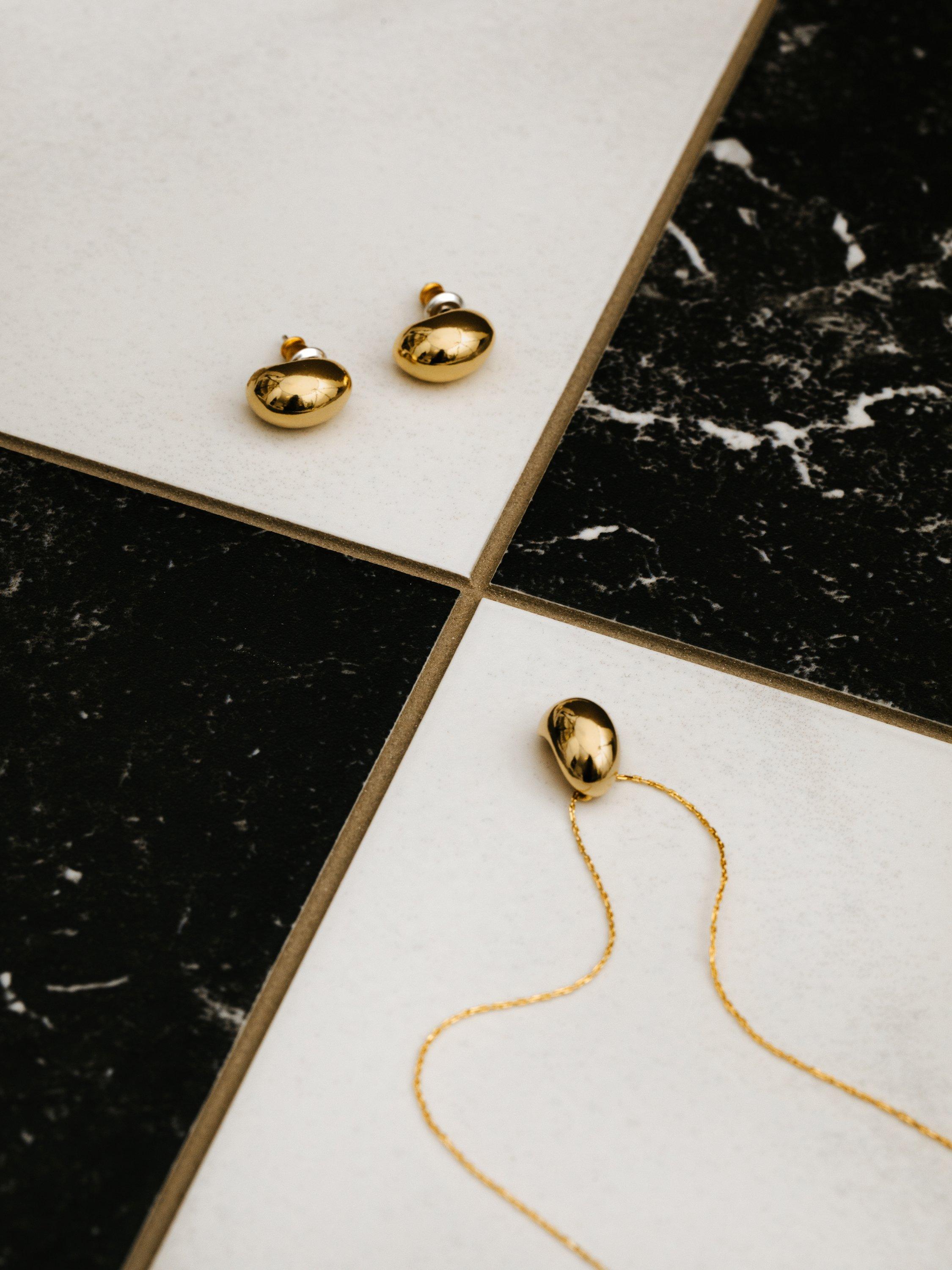 Product image 3 of 3, which shows Orelia Mini Domed Stud Earrings, Gold