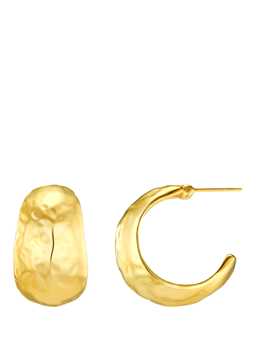 Product image 1 of 2, which shows Orelia Polished Hammered Domed Hoop Earrings, Gold