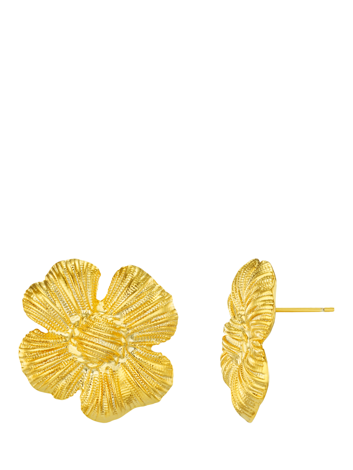 Product image 1 of 3, which shows Orelia Flower Stud Earrings, Gold