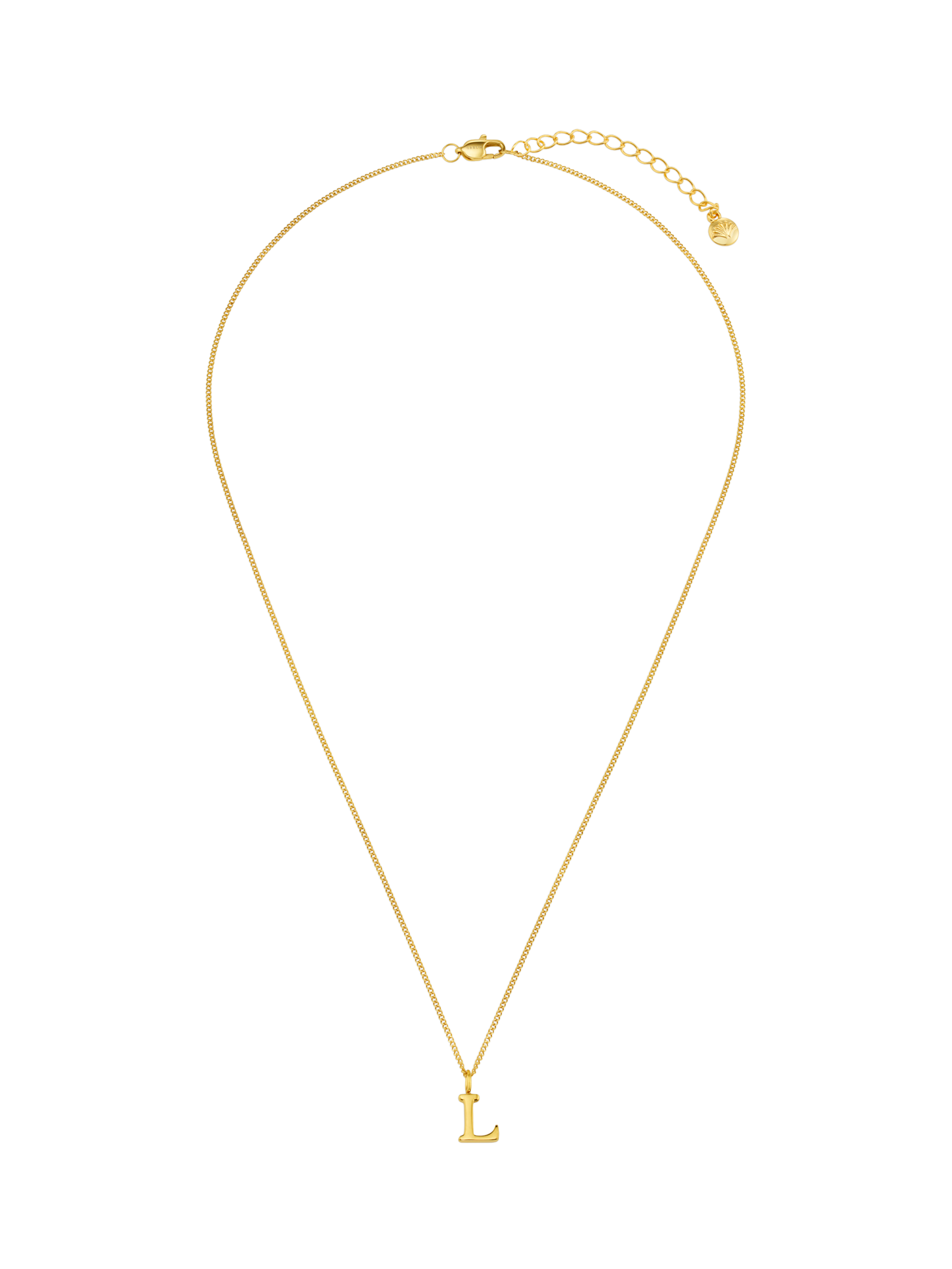 Product image 1 of 2, which shows Luxe Initial Waterproof Necklace Giftbox, Pale Gold L