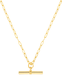 Orelia Chunky T-Bar Necklace, Gold, Pale Gold