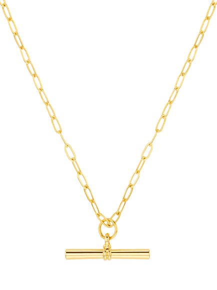 Orelia Chunky T-Bar Necklace, Gold, Pale Gold
