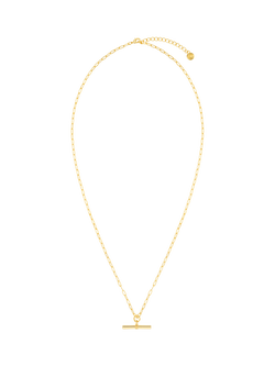 Orelia Chunky T-Bar Necklace, Gold - view 2, Pale Gold