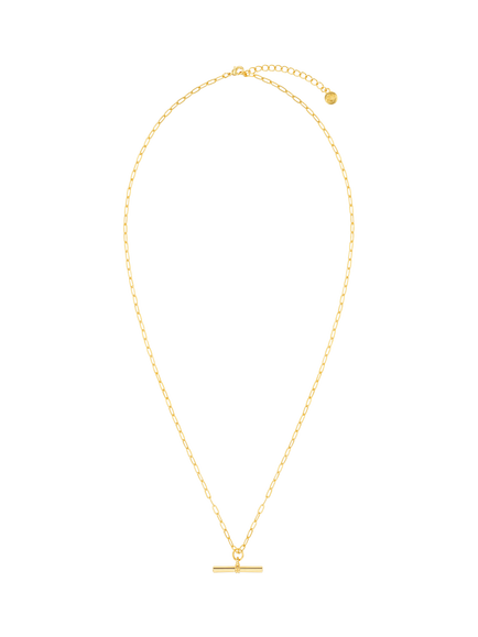 Orelia Chunky T-Bar Necklace, Gold - view 2, Pale Gold